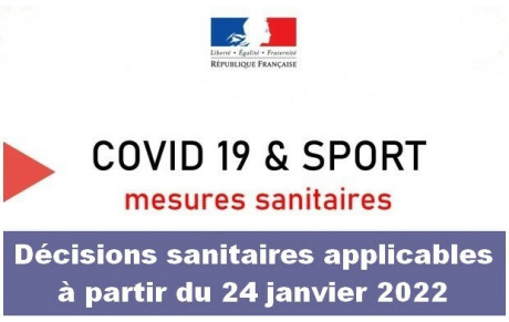 Déclinaison des mesures sanitaires pour le sport depuis le 24 janvier 2022 (version actualisée le 28 janvier)